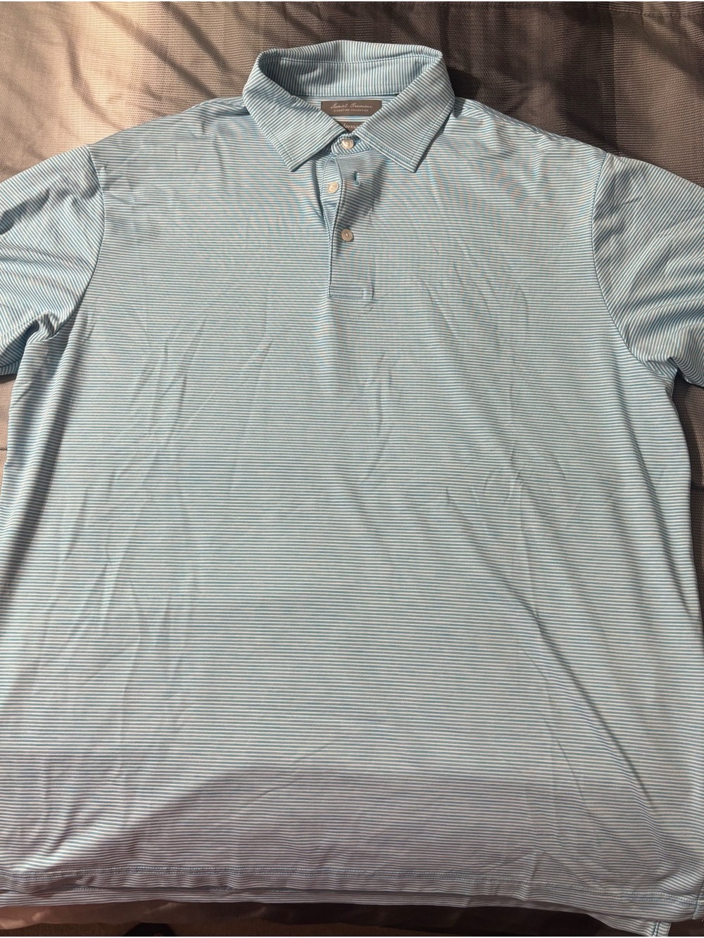 Daniel Cremieux Men's Light Blue Thin-Striped Polo